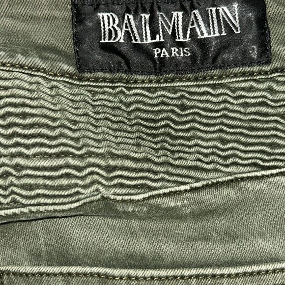 Balmain Olive Green Bikers Pants(Size 32) - Picture 8 of 15